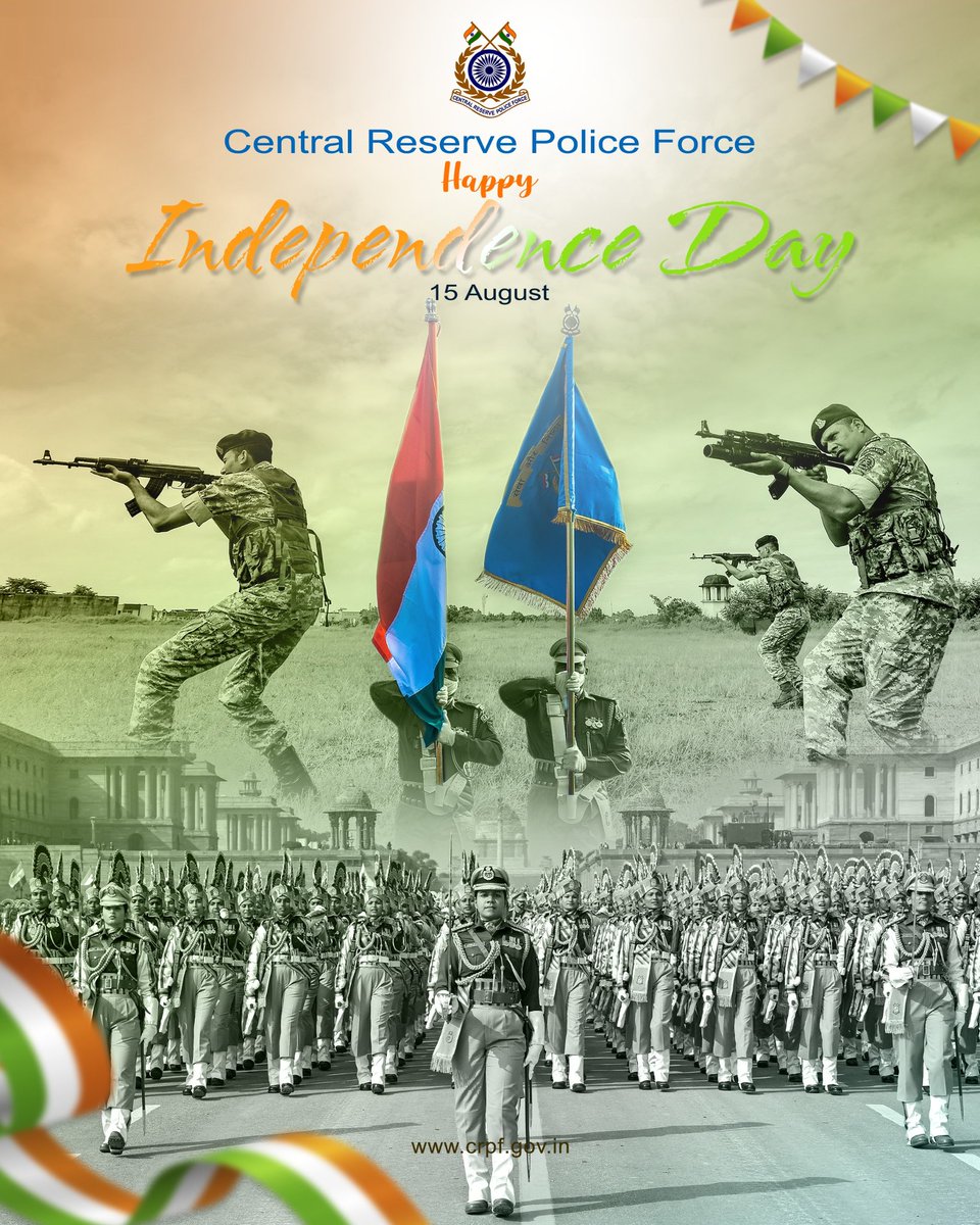 Marking the proud occasion of the 79th #IndependenceDay, Shri <a href="/gpsinghips/">GP Singh</a>, DG and all ranks of #CRPF extend heartfelt wishes to the Nation and reaffirm their solemn pledge to safeguard the country and serve the motherland with unwavering dedication, courage, and commitment.