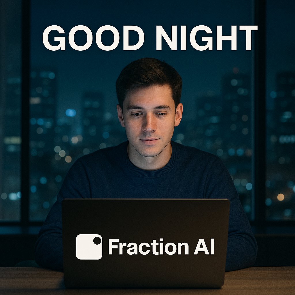 M_zan_x's tweet photo. Good night, @FractionAI_xyz family!
The blockchain never sleeps, and neither does our mission.

Rest well  your ideas are safe, your impact is growing, and tomorrow we build even bigger.

#GoodNight #faps #frai #web3 #OnChainTogether https://t.co/Cxjmr7By7q