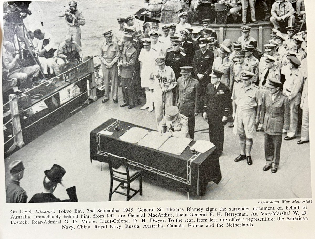 NicholeOverall's tweet photo. 80 years ago, Victory in the Pacific, signalling the end of WWII in that theatre of war, was declared on August 15, 1945, following Japan's surrender. 

It was formally enacted on 2nd September, aboard the USS Missouri. 

#VPDay 
#lestweforget https://t.co/ykkTGxOMhq