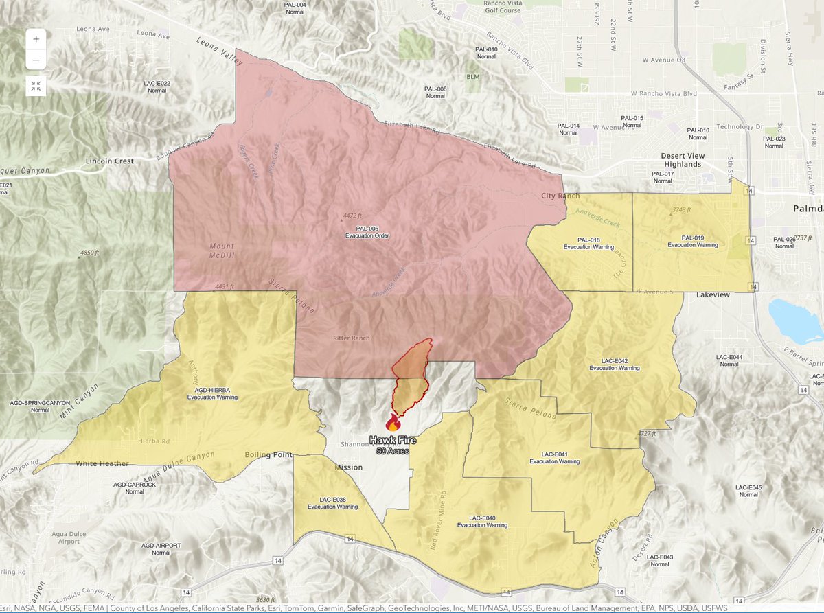 posted_news's tweet image. #hawkfire west of Palmdale mapped at 50 acres with evacuation zones. One of the cameras on Sierra Pelona went offline as footage from the other camera shows fire approaching to the watch tower compound.
cameras.alertcalifornia.org/?pos=34.5495_-…
fire.ca.gov/incidents/2025…