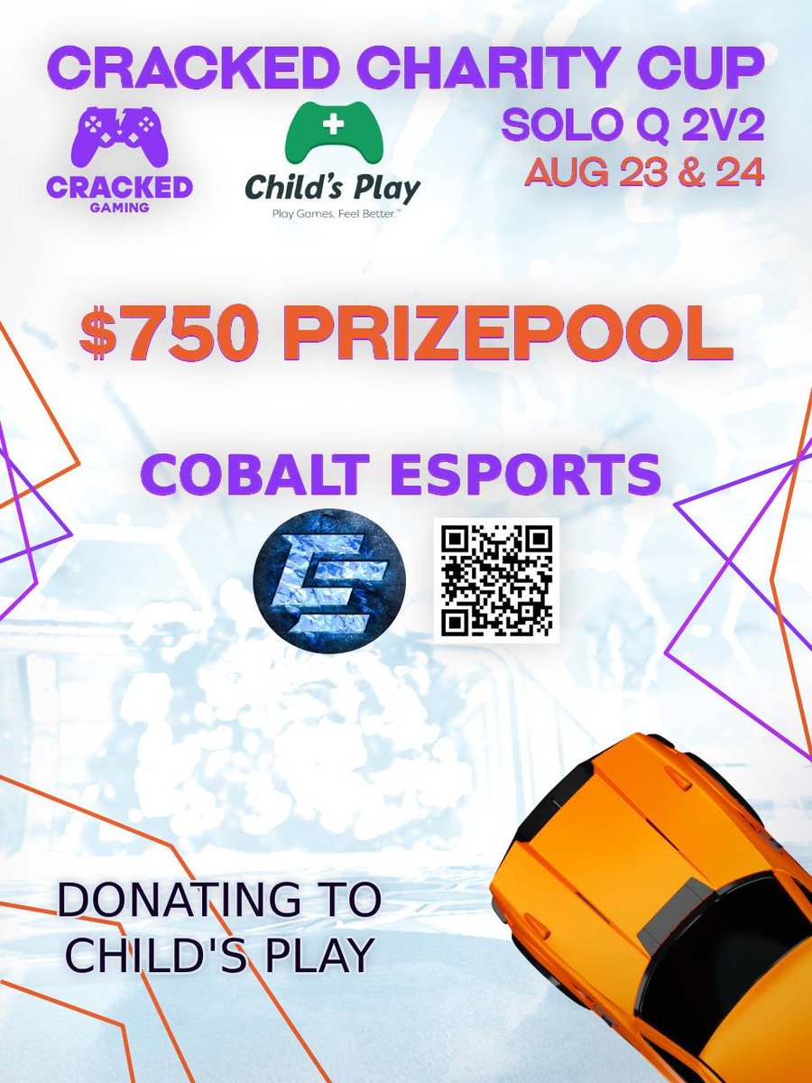 🚨 BIG NEWS 🚨

Our friends at <a href="/crackedgamingg/">Cracked Gaming</a> are hosting a $750 Charity Solo Queue 2s Tournament 🏆🎮

📅 Aug 23–24 | 3–5 PM EST

For every player that registers, a donation goes to Child’s Play ❤️ — compete for cash &amp; support a great cause!

Sign up 🔗 crackedgaming.short.gy/Cobalt