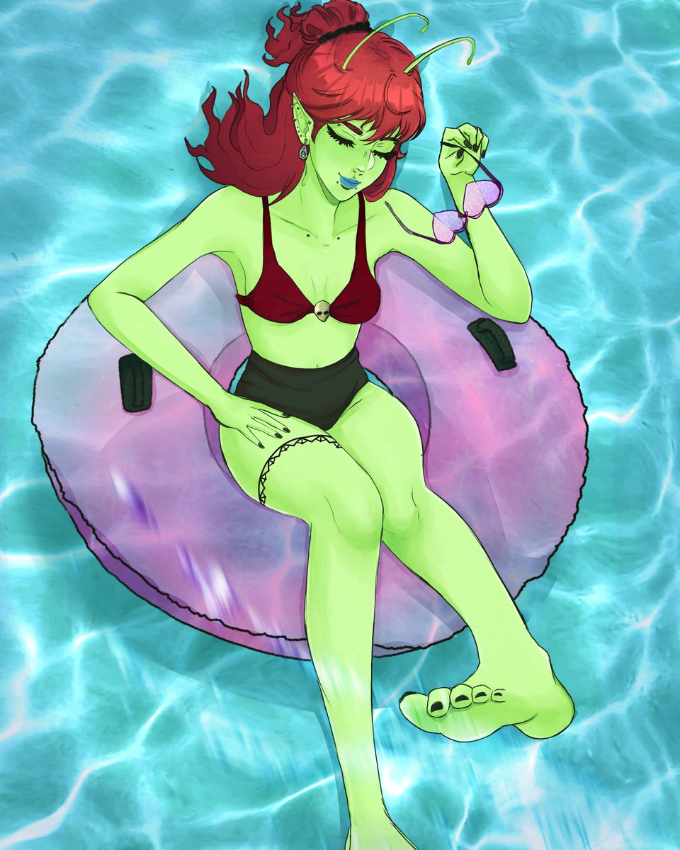 sleonss_'s tweet photo. gleeby celebrates summer in da pool… 💚☀️⛱️@OGBeeFarmr { commissions are open if anyone wants somethin like this!! }
#summer #gleeby #commissionsopen #Commission #summerart https://t.co/cqcdB9LzdP