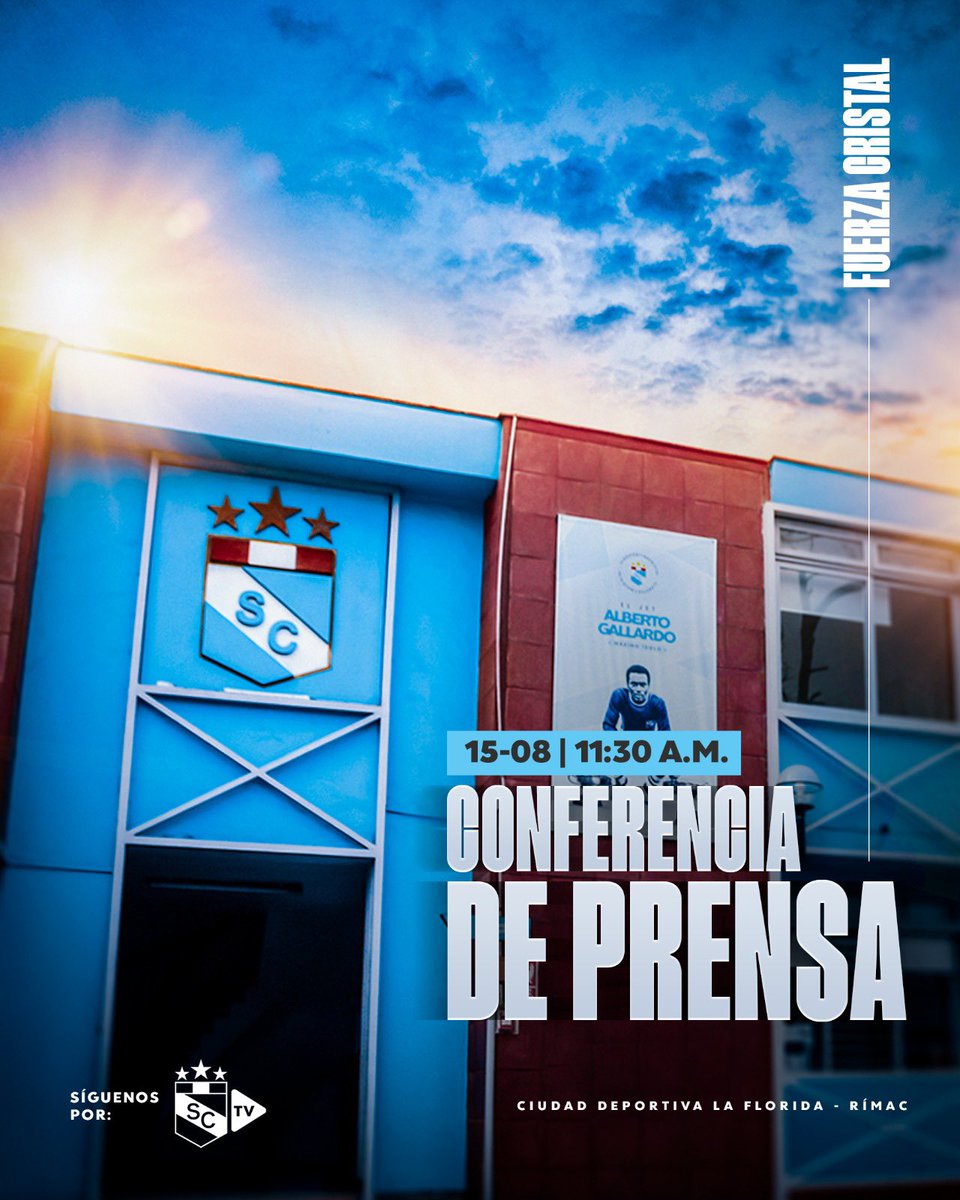 Atención medios e hinchas: mañana viernes 15 desde las 11:30 a.m. tendremos la presentación de nuestro nuevo delantero Felipe Vizeu.

➡️ Transmisión en vivo por “Cristal TV”: tinyurl.com/CristalTV

#FuerzaCristal