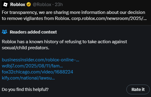 Visa and Mastercard have done partnerships with Roblox, the company that wants to "protect children", likes to support a company that isn't protecting children