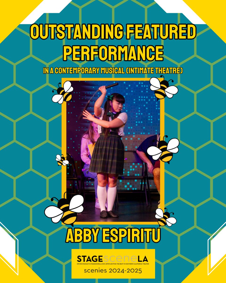 Deeply honored &amp; overjoyed to share I’ve received a Scene Award from StageSceneLA for “Outstanding Featured Performance” - and it’s for one of my favorite musical theatre roles ever, Marcy Park in “Spelling Bee”!🐝🏆

So excited to celebrate my first theatre acting award in LA!🎭