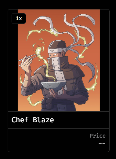 chonkyy69's tweet image. Only 25 extremely unique NFTs exist. Only 25 traders were lucky enough to get it. Mine called "Chef Blaze" reporting for duty. @hibachi_xyz #hibachi #clobs #blobs