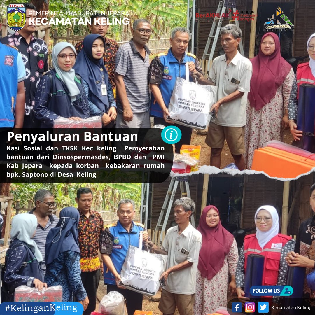 KecamatanKeling's tweet photo. Kasi Sosial dan TKSK Kec keling Pemyerahan bantuan dari Dinsospermasdes, BPBD dan PMI Kab Jepara kepada korban kebakaran rumah bpk. Saptono di Desa Keling#Kecamatankeling
#KecamatanKeling
Website :
📷https://t.co/HENmvlMWaF
Paket Wisata :
📷 https://t.co/ySMWutKs0S https://t.co/CHE73t9Nkw