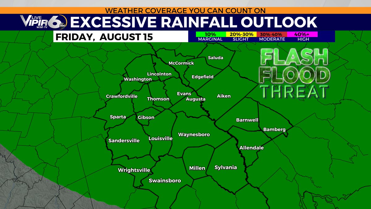 millerhyattwx's tweet image. Get ready for a sizzler on Friday w/ highs in the low 90s &amp;amp; a heat index in the low 100s. Stay hydrated! Showers &amp;amp; storms are possible in the late afternoon and evening. Severe weather is not anticipated, however we could see local flooding. #augustaga #aikensc #gawx #scwx