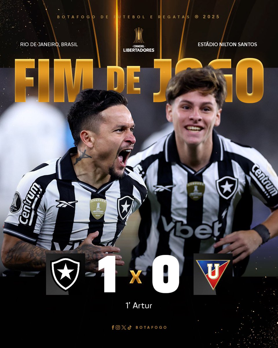VITÓRIA DO GLORIOSO! 🔥🌎

Com gol de Artur e muito apoio da torcida alvinegra, Fogão sai na frente da LDU por uma vaga nas quartas da Libertadores! VAAAAAAAAMOOOOOOS, BOTAFOGO! 💪🏾🚀 #VamosBOTAFOGO