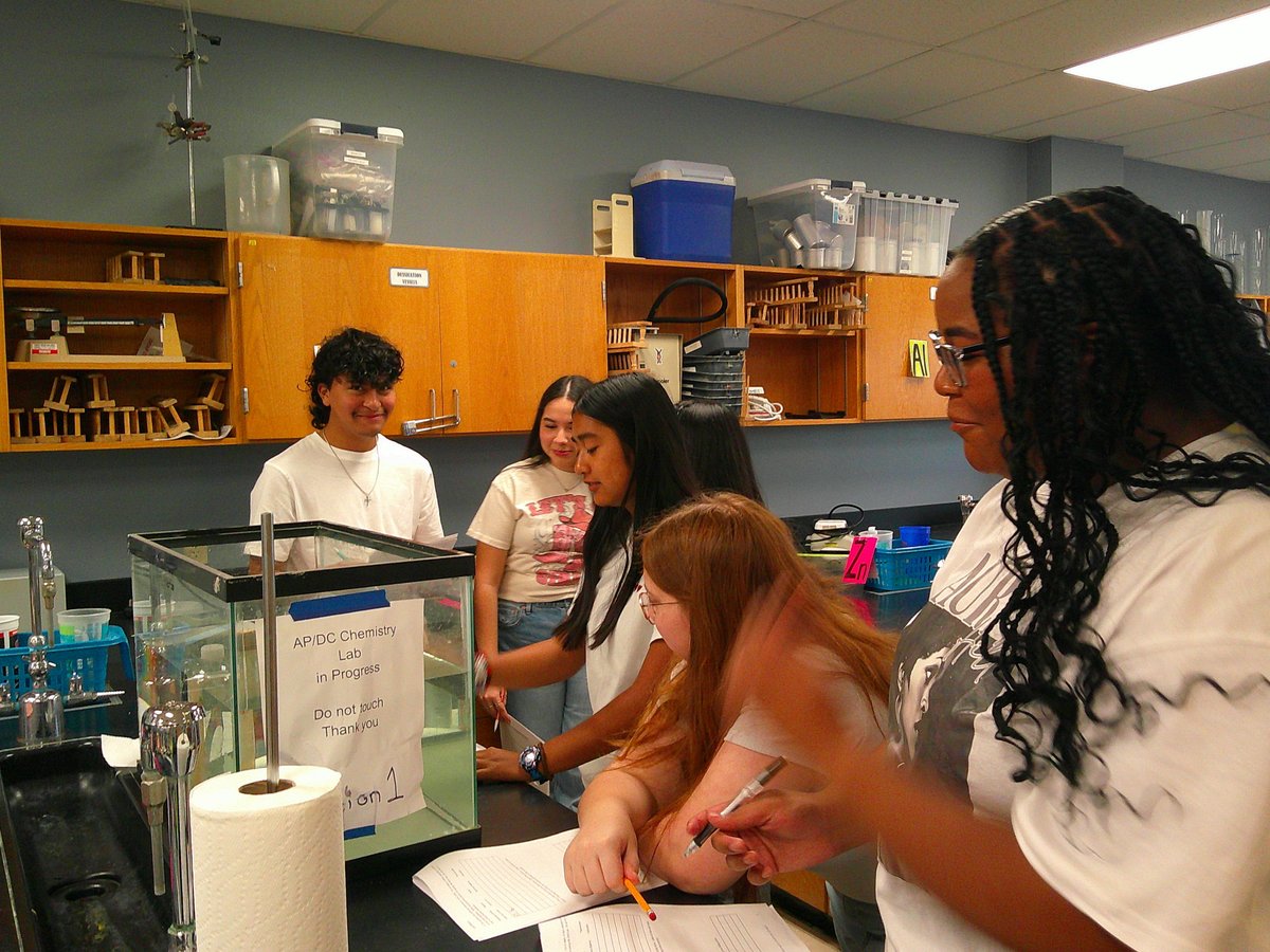 RBrewster14's tweet photo. DCAP Chemistry students are excited to get into Chemistry again.  Super excited about this year's Advanced Chemistry students.  Started our Welcome back activity today.  Shaking the cobwebs out. #ChemistryLearningVictories https://t.co/fCE34nKQmi