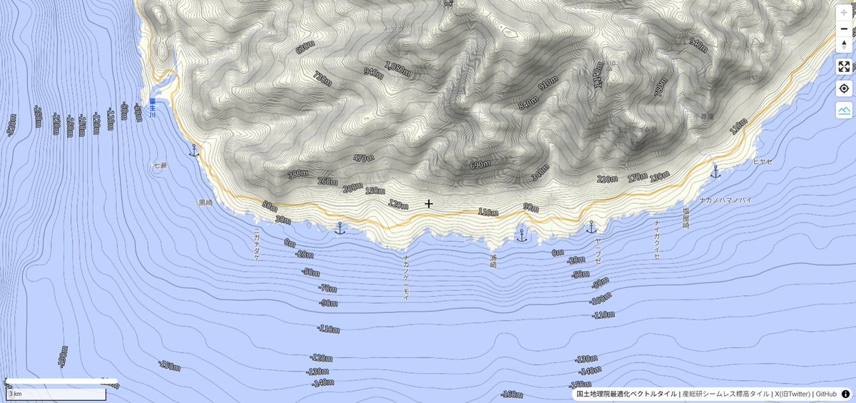 shi__works's tweet image. 産総研シームレス標高タイルで等深線マップを作成してみるなど。海底地形データはGEBCO(gebco.net/data-products/…)の500mグリッドデータっぽい...？
shiwaku.github.io/depth-contour-…
#FOSS4G #MapLibre #海底地形