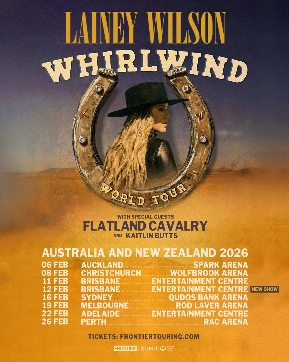 Chugg Entertainment (@chuggent) on Twitter photo Hey Brisbane ❤️ We felt the <a href="/laineywilson/">Lainey Wilson</a> love during the presale so we've added a 2nd date in your city! All Aus/NZ shows including the new Bris date will go on sale from 1pm local time today! ✨ chuggentertainment.com/laineywilson Hey Brisbane ❤️ We felt the <a href="/laineywilson/">Lainey Wilson</a> love during the presale so we've added a 2nd date in your city! All Aus/NZ shows including the new Bris date will go on sale from 1pm local time today! ✨ chuggentertainment.com/laineywilson