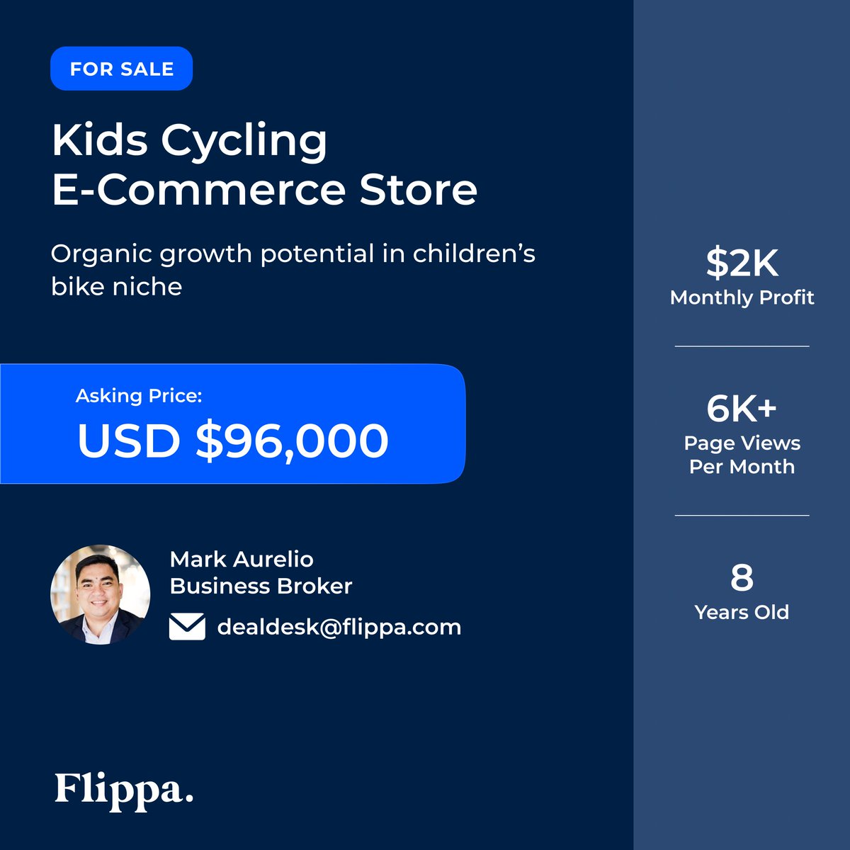 🚴 Kids bike e-commerce brand for sale!
💰 $96K | $2K/mo profit | 6.7K email list
🌱 100% organic sales – huge growth potential
📦 Easy dropship model (~1 hr/day)

🔗 flippa.com/11994398?buy_s…