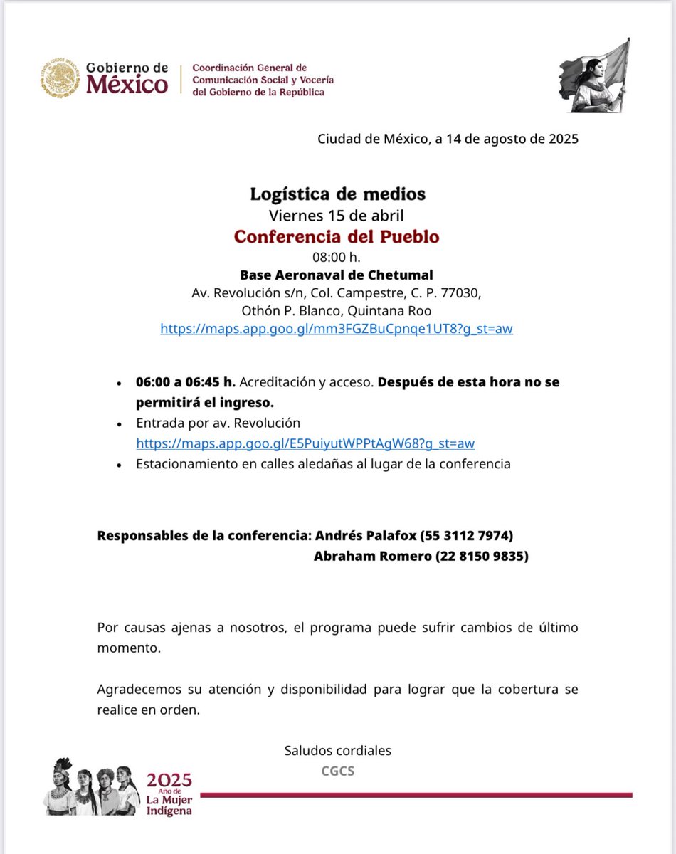 Pepe Ancona (@pepeancona1) on Twitter photo MAÑANERA EN CHETUMAL.- La presidenta <a href="/Claudiashein/">Claudia Sheinbaum Pardo</a> recibirá el día desde la capital de Quintana Roo mañana viernes 15 de agosto.
Muchos temas en la agenda nacional que involucran al estado. Aguakan, Seguridad, Líderes sindicales, impuestos, medio ambiente, campañas adelantadas, MAÑANERA EN CHETUMAL.- La presidenta <a href="/Claudiashein/">Claudia Sheinbaum Pardo</a> recibirá el día desde la capital de Quintana Roo mañana viernes 15 de agosto.
Muchos temas en la agenda nacional que involucran al estado. Aguakan, Seguridad, Líderes sindicales, impuestos, medio ambiente, campañas adelantadas,