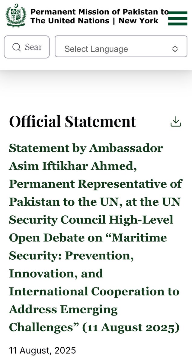 zahirhkazmi's tweet image. Seas are 🌍 lifelines, #UNCLOS is their rulebook. Without fair tech access & safeguards, AI & cyber tools risk turning them into battlefields. 🇵🇰 calls for global EW, climate resilience & trust-building to keep 🌊 open, peaceful & for all #MaritimeSecurity @PakistanPR_UN @unsc