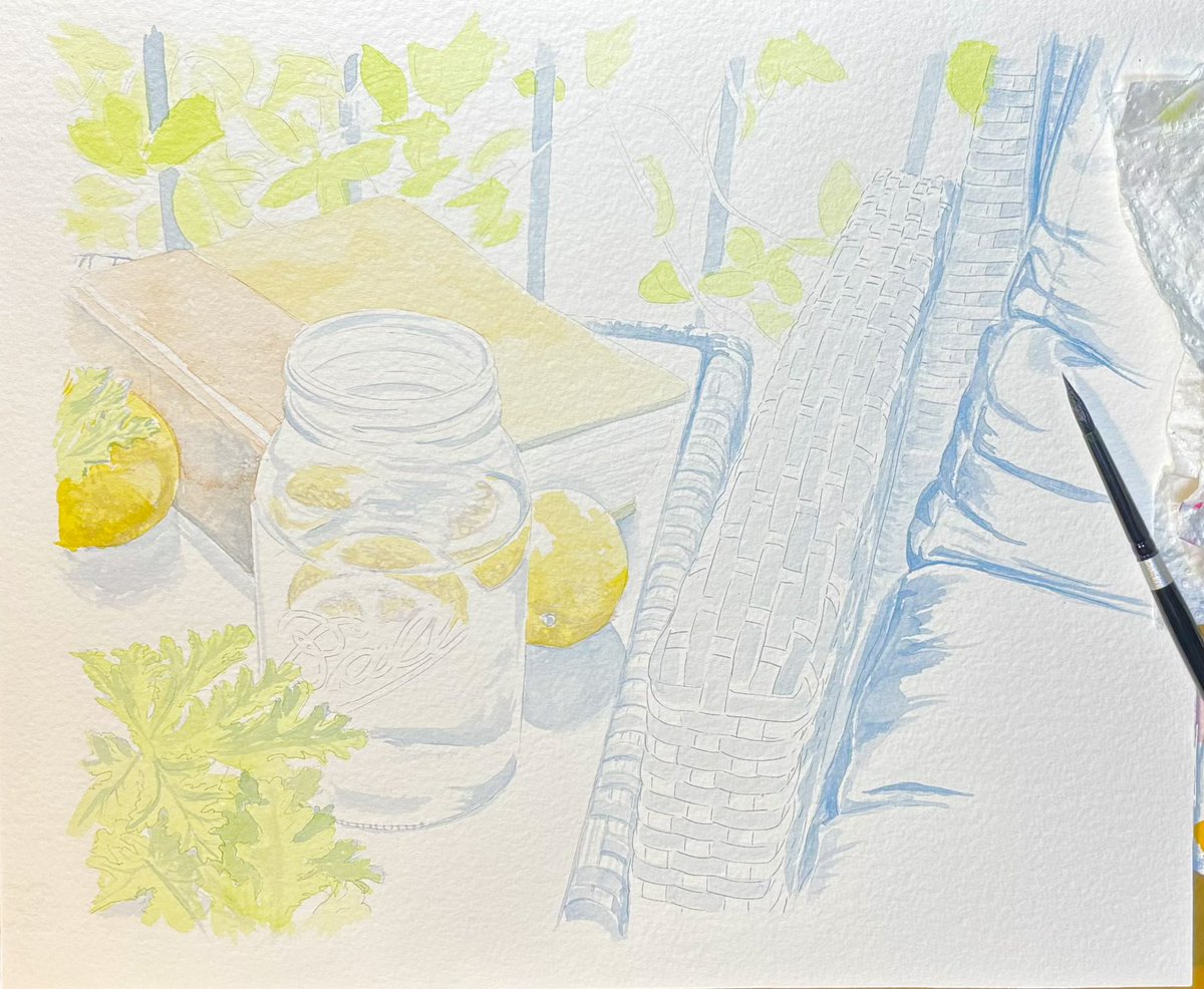JessEvans915's tweet image. Step one  &amp;amp;  Step two of my WIP.  (Stay tuned for more.)

#watercolor #lemonwater #masonjar