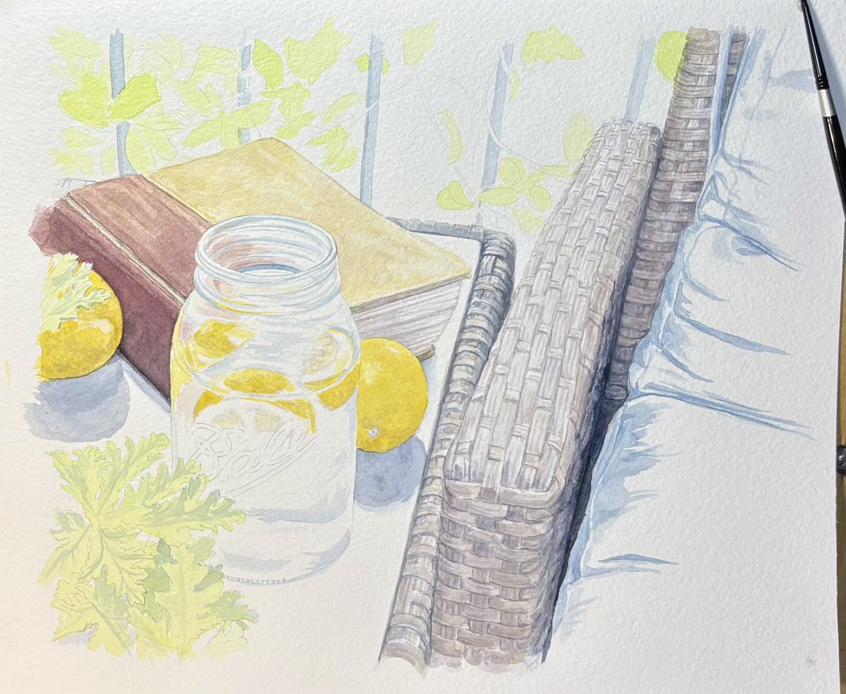 JessEvans915's tweet image. Step one  &amp;amp;  Step two of my WIP.  (Stay tuned for more.)

#watercolor #lemonwater #masonjar