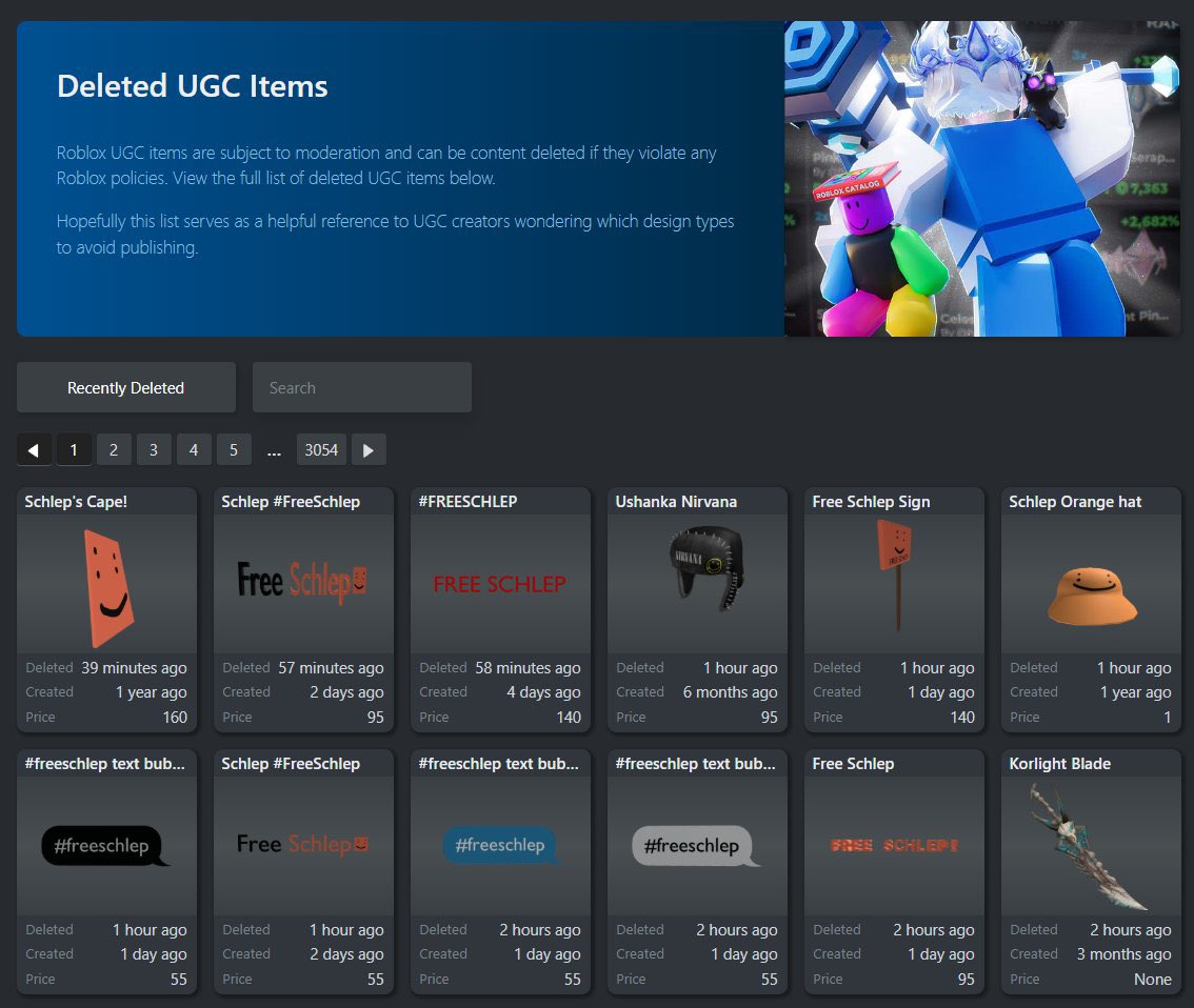 Roblox is quick to moderate these UGCs but is unable to moderate the plethora of weird and sexual UGCs on their platform. Image from <a href="/realRubenSim/">ruben sim 🇨🇳</a>