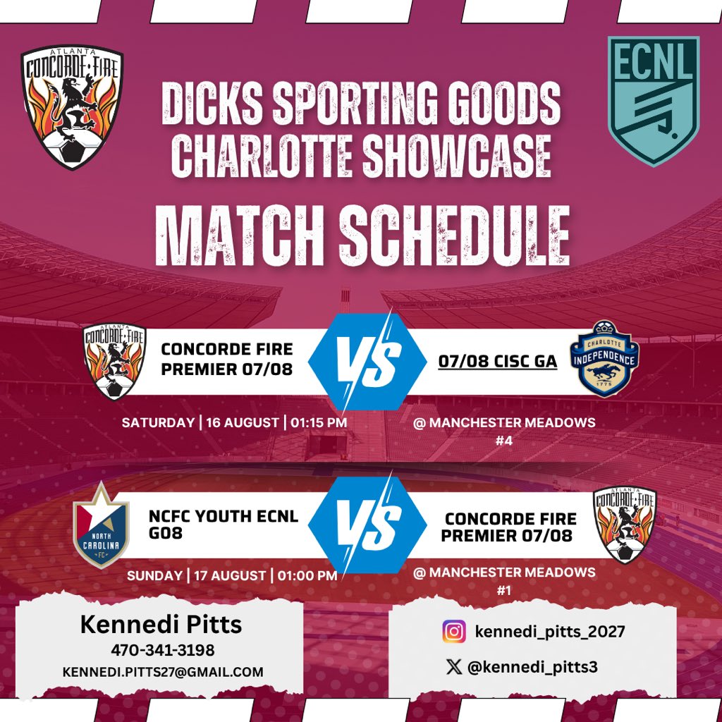 Kennedi Pitts (@kennedi_pitts3) on Twitter photo Heading up to Charlotte this weekend for a couple more mag he’s before region play starts in 3 weeks. Can’t wait to be back on the pitch with my team! Come out and watch if you are in the area <a href="/ImYouthSoccer/">ECNL/GA/Recruiting/College Soccer</a> <a href="/ECNLgirls/">ECNL Girls</a> <a href="/ConcordeSoccer/">Concorde Fire Soccer</a> <a href="/ccprospects23/">complete college prospects</a> Heading up to Charlotte this weekend for a couple more mag he’s before region play starts in 3 weeks. Can’t wait to be back on the pitch with my team! Come out and watch if you are in the area <a href="/ImYouthSoccer/">ECNL/GA/Recruiting/College Soccer</a> <a href="/ECNLgirls/">ECNL Girls</a> <a href="/ConcordeSoccer/">Concorde Fire Soccer</a> <a href="/ccprospects23/">complete college prospects</a>