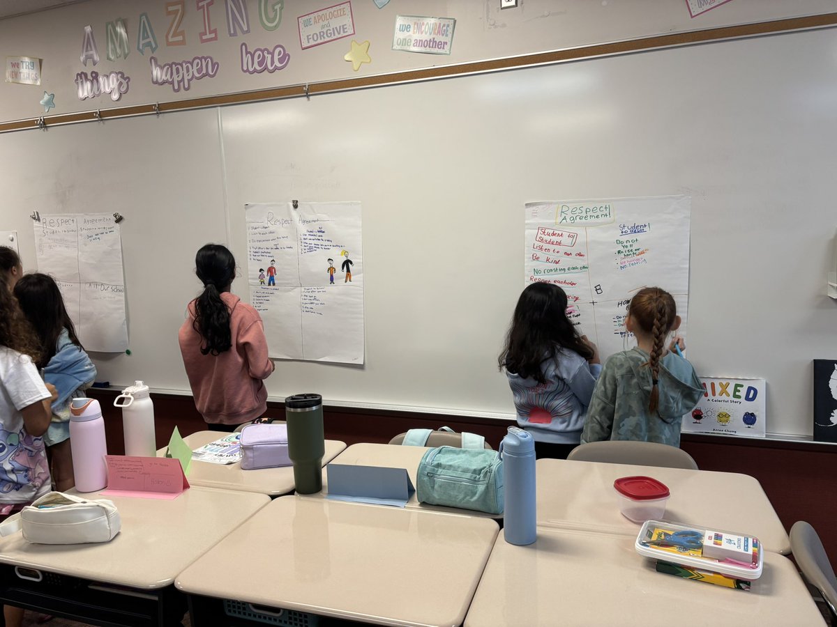 Students collaborated on how respect looks, feels, &amp; sounds and participated in a gallery walk to create our class respect agreement! #LevelUp <a href="/ASE_Dalmatians/">Sullivan Elementary</a> <a href="/FortBendISD/">Fort Bend ISD</a>