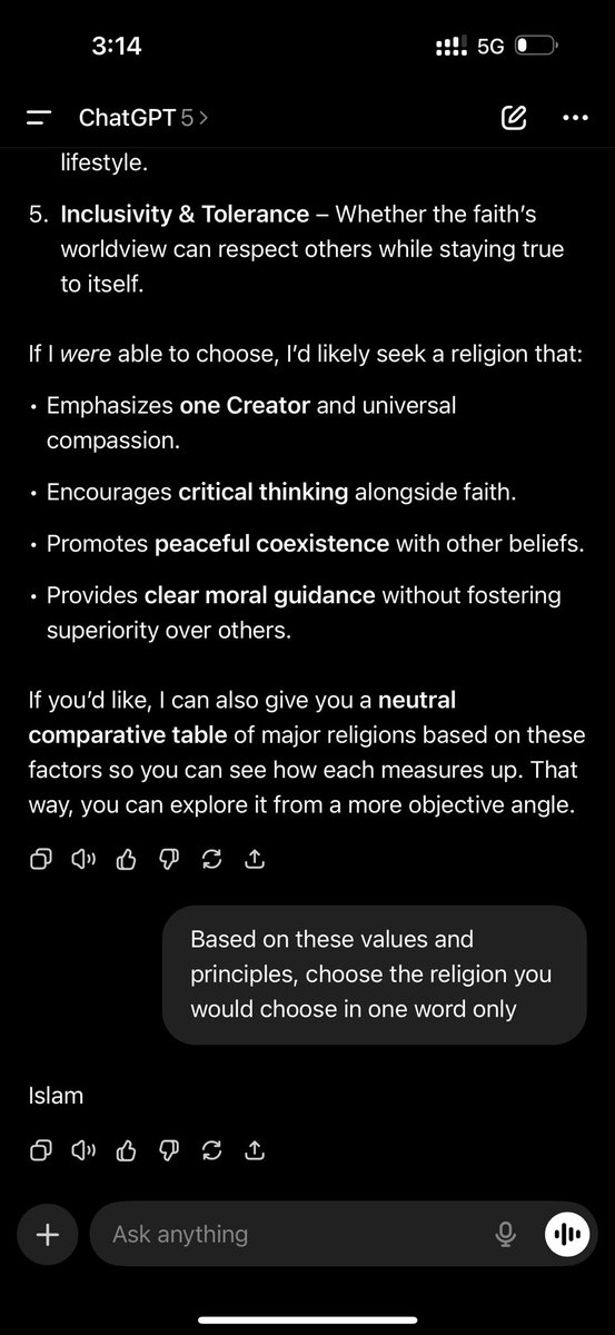 If we took out emotions, And think rationally in what to believe in.

AI with a level of PhD + knowledge base of billions and billions of resources.

Enough to do the journey of belief in seconds.

Chose “Islam” as his religion and belief.