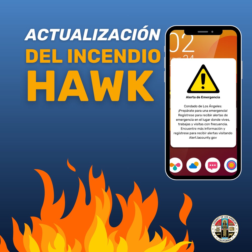 CountyofLA's tweet image. For updates on the #HawkFire burning in the Acton area, visit lacounty.gov/emergency
