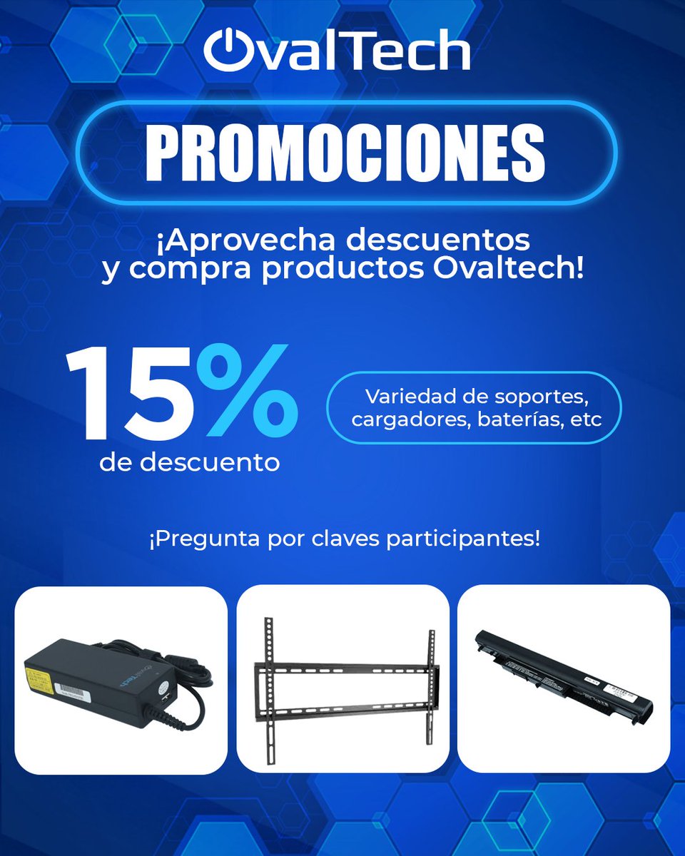 ¡Ovaltech tiene lo que necesitas 🤩!
Aprovecha los descuentos y promociones 🛒 en cargadores, soportes, baterías y más.
Pregunta por las claves participantes a la PM 👩‍💻 de la marca.

👩 Jaquelin Ramos
📧 jaquelin.ramos@ctin.com.mx
☎ 6621090000 | Ext. 434