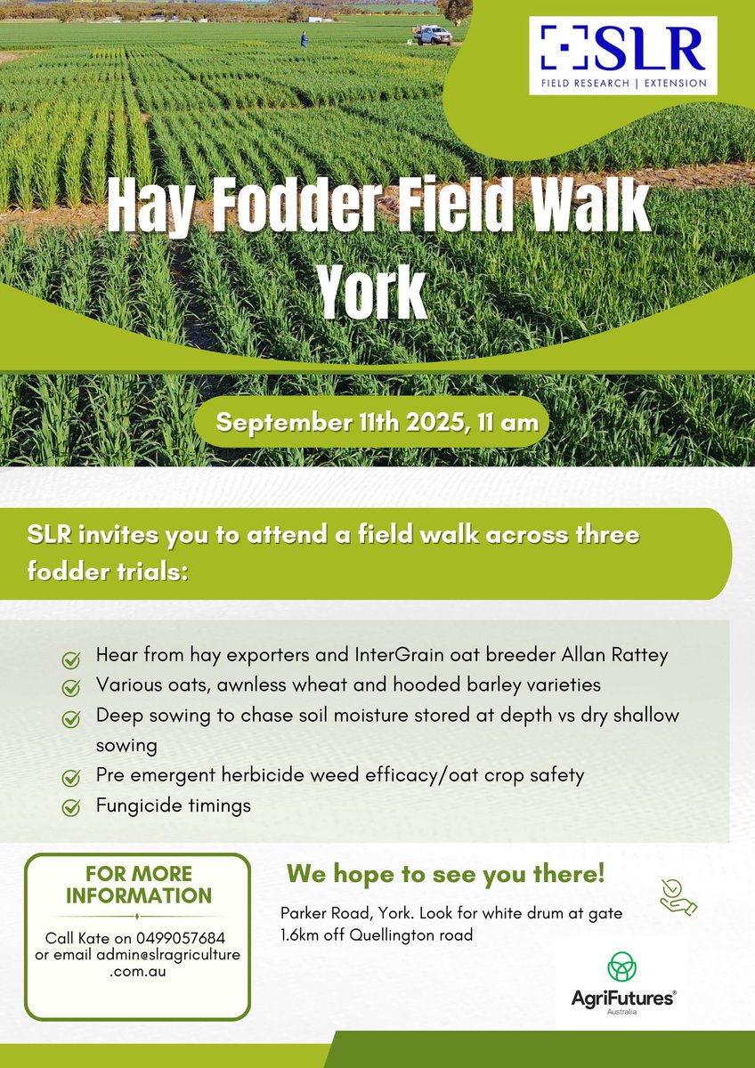 We are excited to showcase our hay fodder trials funded through <a href="/AgriFuturesAU/">AgriFutures Australia</a>, we hope to see you there!