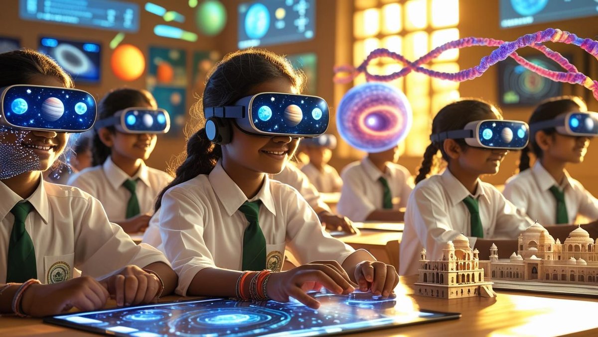 Buildvrai's tweet photo. 🧠 VR learners are:
⚡ 4x faster at completing lessons
💪 275% more confident applying skills
In Indian classrooms, VR isn’t just a tool—it’s a transformation.
From Tier 1 to Tier 3 cities, the revolution is here.
#VirtualReality #FutureOfLearning https://t.co/yLmMrpRwN3