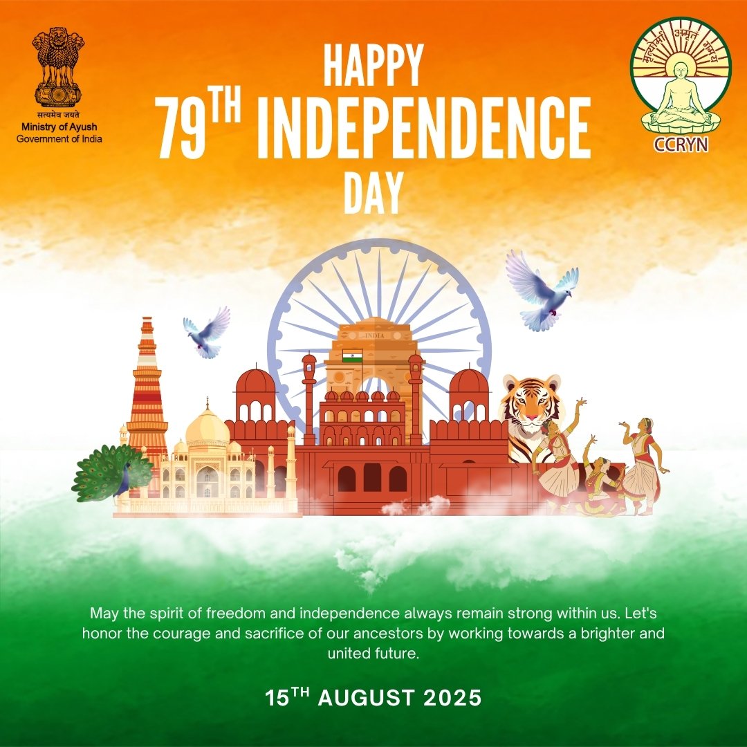 CCRYN (@directorccryn) on Twitter photo Happy 79th Independence Day! LetтАЩs keep our nationтАЩs spirit alive.
#IndependenceDay2025 #independence #IndependenceDay #yoga #naturopathy
<a href="/narendramodi/">Narendra Modi</a> <a href="/moayush/">Ministry of Ayush</a> <a href="/mdniy/">Morarji Desai National Institute of Yoga (MDNIY)</a> <a href="/vaidyakotecha/">Rajesh Kotecha</a> <a href="/PMOIndia/">PMO India</a> <a href="/AmitShah/">Amit Shah</a> <a href="/PIB_India/">PIB India</a> <a href="/mpprataprao/">Prataprao Jadhav</a> <a href="/ICMRDELHI/">ICMR</a> <a href="/MoHFW_INDIA/">Ministry of Health</a> <a href="/vaidyakotecha/">Rajesh Kotecha</a> Happy 79th Independence Day! LetтАЩs keep our nationтАЩs spirit alive.
#IndependenceDay2025 #independence #IndependenceDay #yoga #naturopathy
<a href="/narendramodi/">Narendra Modi</a> <a href="/moayush/">Ministry of Ayush</a> <a href="/mdniy/">Morarji Desai National Institute of Yoga (MDNIY)</a> <a href="/vaidyakotecha/">Rajesh Kotecha</a> <a href="/PMOIndia/">PMO India</a> <a href="/AmitShah/">Amit Shah</a> <a href="/PIB_India/">PIB India</a> <a href="/mpprataprao/">Prataprao Jadhav</a> <a href="/ICMRDELHI/">ICMR</a> <a href="/MoHFW_INDIA/">Ministry of Health</a> <a href="/vaidyakotecha/">Rajesh Kotecha</a>