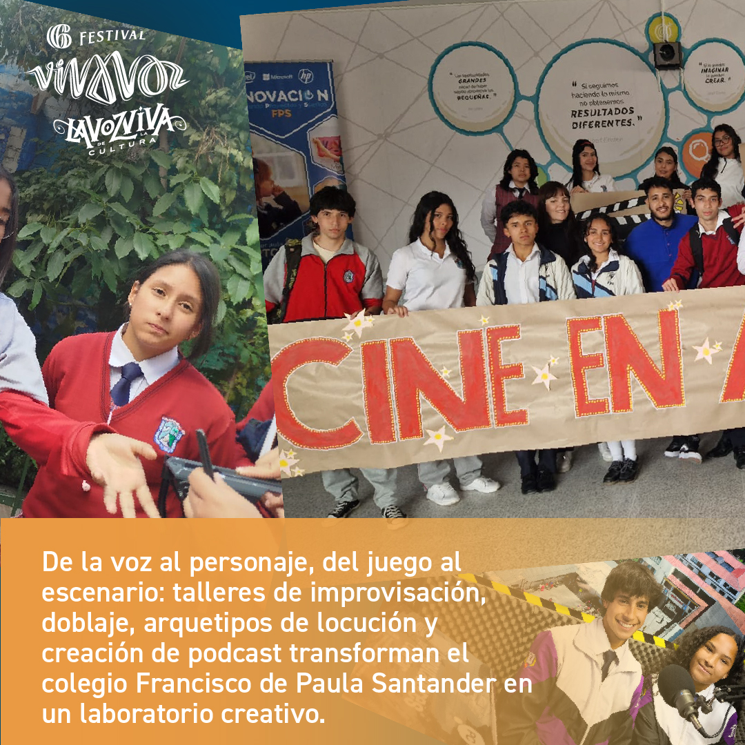 FestivalVivaVoz's tweet photo. Bosa vibra con el #VivaVoz2025 🎤 300 jóvenes exploran la comunicación, el arte de la voz y el podcast con referentes de México y Perú. Un laboratorio de creatividad y crecimiento en el Colegio Francisco de Paula Santander IED.
👉 Lee más: https://t.co/BHSsq6F4rr #TalentoSemilla https://t.co/eDVKCvLwJr