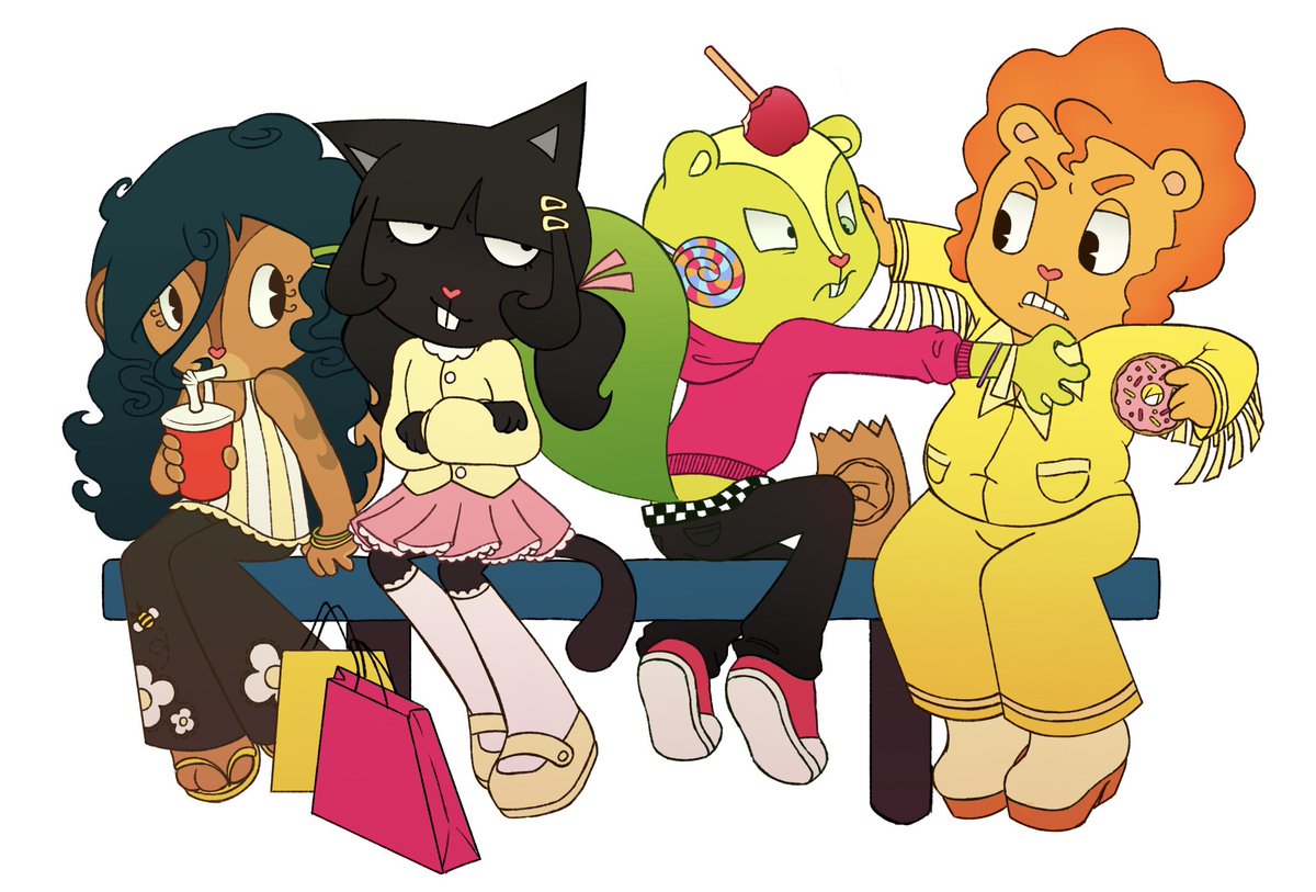 Lalalalala look at those two big greedy fattys fighting over a doughnut #htf #happytreefriends also hi <a href="/RexiLarva/">Larva💤</a> look it's mango and nutty 😛