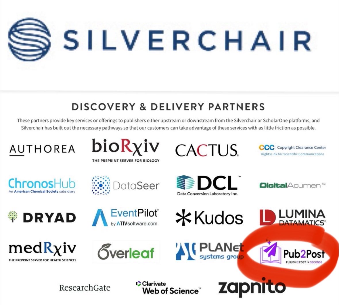 Dr. Giovanni E Cacciamani MD MSc FEBU ๐ฎ๐น๐บ๐ธ๐ช๐บ (@cacciamani_md) on Twitter photo ๐ Thrilled to announce that <a href="/Pub2Post/">Pub2Post</a> is now part of the Discovery & Delivery partners together with giants like <a href="/ResearchGate/">ResearchGate</a> <a href="/webofscience/">Web of Science</a> <a href="/medrxivpreprint/">medRxiv</a> (and many others) on the <a href="/silverchairnews/">Silverchair (Silverchair Platform + ScholarOne)</a> platform!
An incredible milestone for this new tool โ empowering scholars ๐ Thrilled to announce that <a href="/Pub2Post/">Pub2Post</a> is now part of the Discovery & Delivery partners together with giants like <a href="/ResearchGate/">ResearchGate</a> <a href="/webofscience/">Web of Science</a> <a href="/medrxivpreprint/">medRxiv</a> (and many others) on the <a href="/silverchairnews/">Silverchair (Silverchair Platform + ScholarOne)</a> platform!
An incredible milestone for this new tool โ empowering scholars