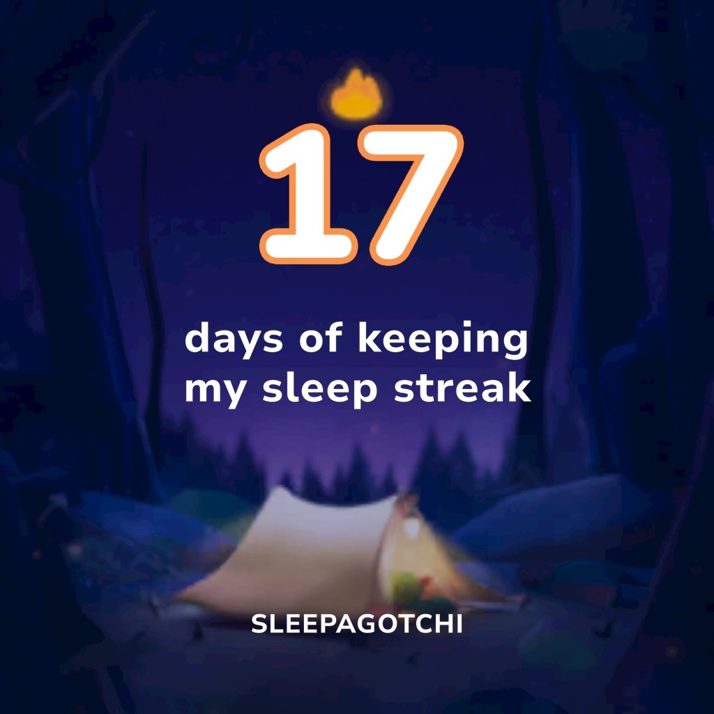 I’m on the sleep streak! 
Join me on Sleepagotchi.
sleepagotchi.com