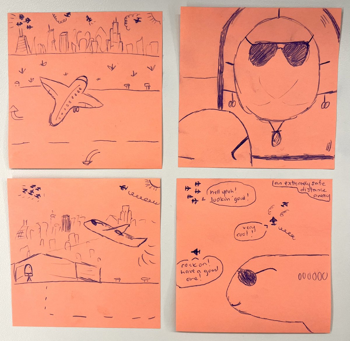 madwil42's tweet photo. little comic for the chicago air and water show rehearsal with the obligatory caveats that military industrial complex bad and sunglasses would simply be a nightmare for aviation safety https://t.co/PtrBYgDfuI