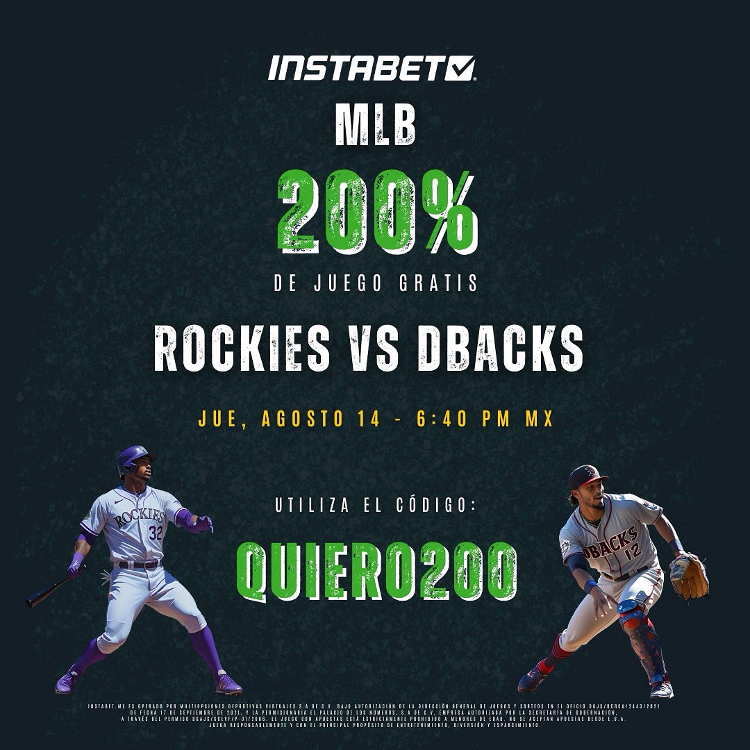 Hoy se juega el todo por el todo: Rockies vs. DBacks, en un duelo que promete sacar chispas del diamante. 💎 

Regístrate ahora en Instabet.mx y aprovecha nuestros bonos exclusivos para vivir la emoción. 🤑

#mlb #baseball #béisbol #dbacks #rockies  #instabetmx
