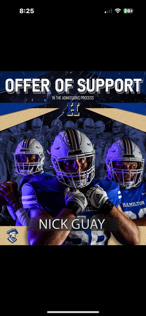 Nick Guay (@nickguay6) on Twitter photo After a great call with <a href="/CoachDMurray3/">Dave Murray</a> . I am grateful to say I received offer from Hamilton  College! 
<a href="/coachbeats/">Tommy Beaton</a> <a href="/CoachLeigh2/">Jayson Leigh</a> 
<a href="/HamCollFootball/">Hamilton College Football</a> <a href="/CoachMartinESA/">Coach Martin</a> After a great call with <a href="/CoachDMurray3/">Dave Murray</a> . I am grateful to say I received offer from Hamilton  College! 
<a href="/coachbeats/">Tommy Beaton</a> <a href="/CoachLeigh2/">Jayson Leigh</a> 
<a href="/HamCollFootball/">Hamilton College Football</a> <a href="/CoachMartinESA/">Coach Martin</a>