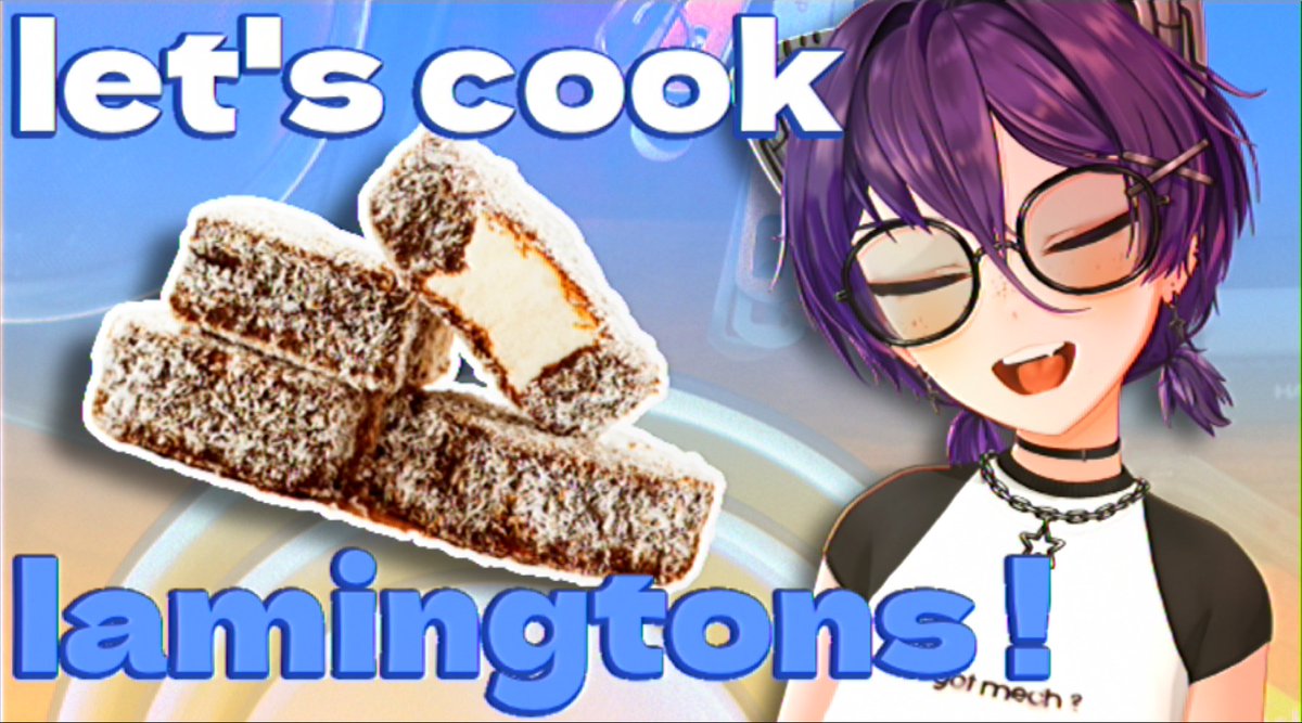 《 🟣𝗟𝗜𝗩𝗘  》
Today i'm going to be teaching the jetpack all about the classic aussie treat - Lamingtons!! Its been so long since i've done a cooking stream and i'm really looking forward to it!!