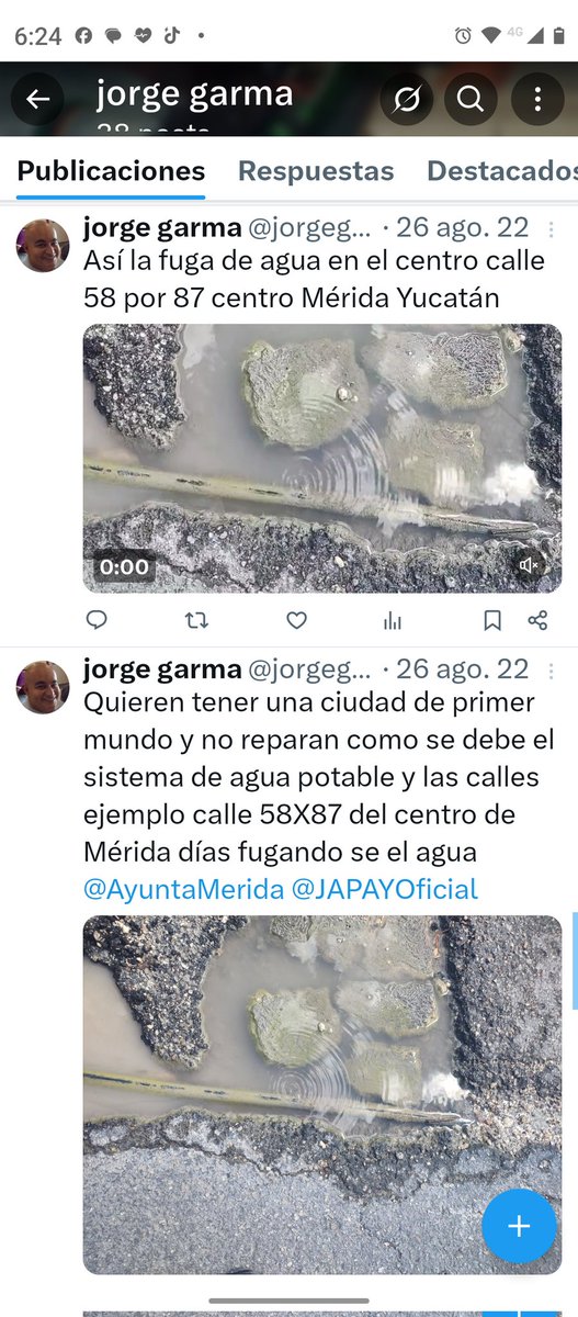 jorgegarma44's tweet photo. Desde el 2022 hasta ahora el mal trabajo de la @JAPAYOficial a dado a años ya de que no se repara una fuga de agua correctamente y a las pruebas me remito 26 de agosto 2022 hoy 14 de agosto de 2025 https://t.co/zyRMWwftFn
