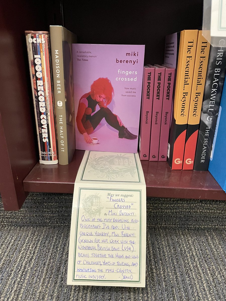 seaoco's tweet photo. @berenyi_miki Just devoured “Fingers Crossed.”  A superb autobiography.    Here is my “shelf-talker” at Vroman’s Bookstore in Pasadena where I work. https://t.co/oFtZMRvdae