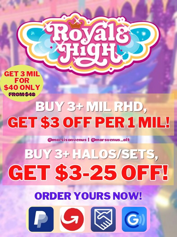 marsisonvenus's tweet image. Selling Royale High halos / sets , Adopt Me pets / toys / accessories , Grow a Garden Pets / Sheckles , & MM2 weapons ! 💗
For Gcash , PayPal , Remitly , MoneyGram !
♡︎ Accepting orders on other stuffs too!
🏷️ rh rhd adm gag mm2
#marsisonvenus_selling #robloxselling #roblox