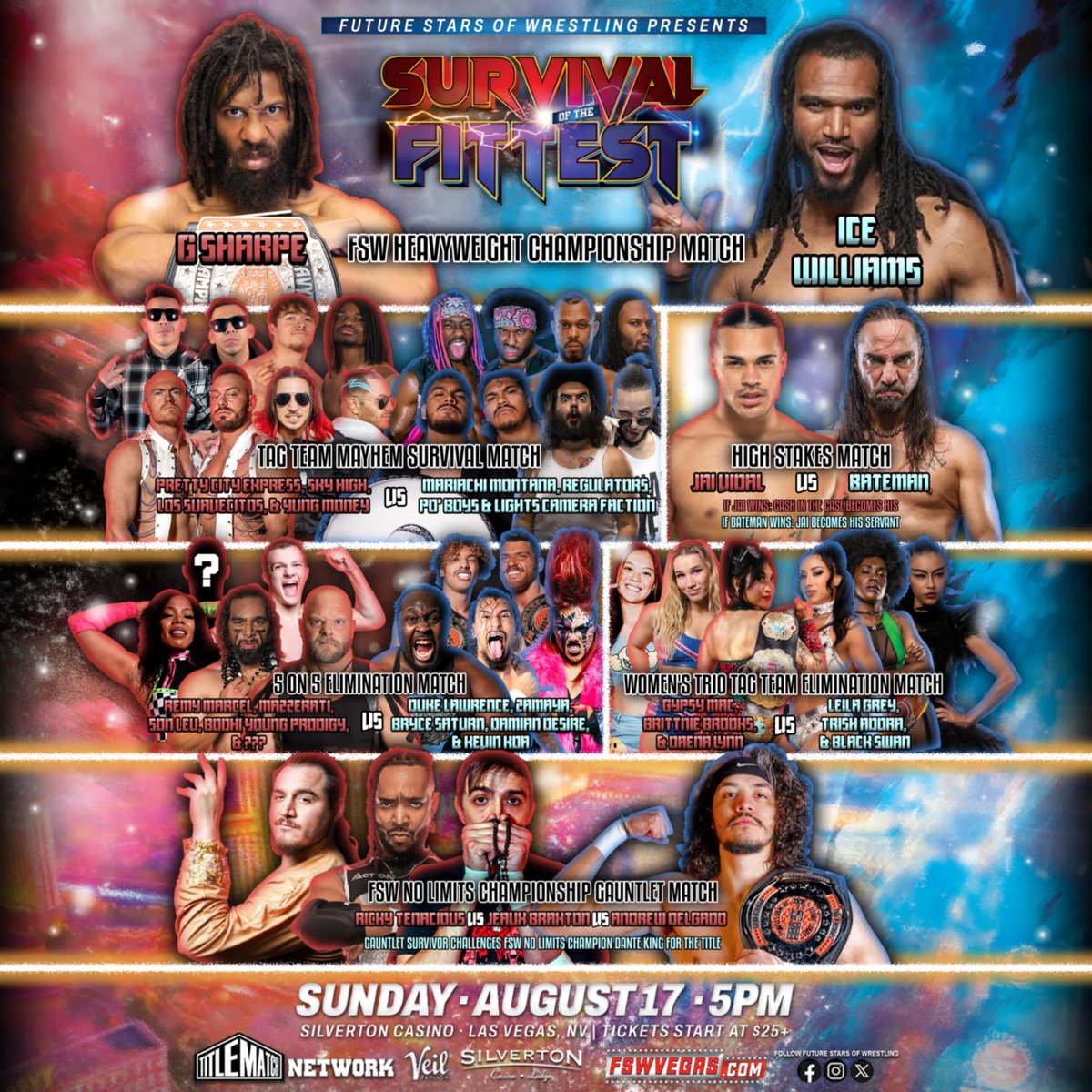 THIS SUNDAY on <a href="/TitleMatchWN/">Title Match Network</a>!

FSW Survival of the Fittest
This Sunday, August 17, 5PM PST
Silverton Casino | #LasVegas 

Ticket + Streaming links in our bio!