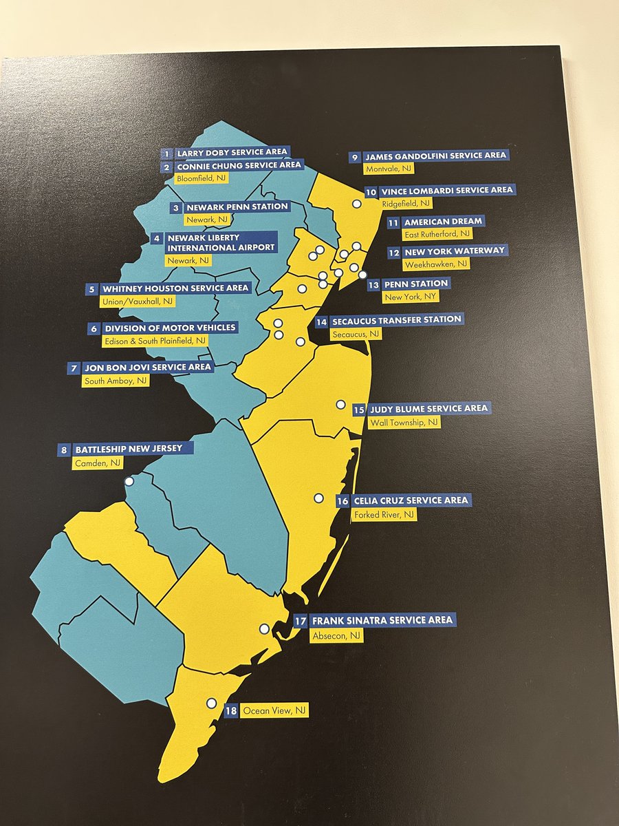 pine_c0ne's tweet photo. At the Judy Blume rest stop. Not sure what this map is pointing out. What does the color signify? Why is there a DMV when NJ uses MVC? @NJTurnpike @NJGov @goapplegreen https://t.co/fsoxRp7z57