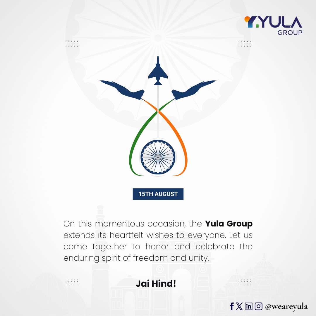 WEAREYULA's tweet photo. This Independence Day, let’s celebrate the freedom to dream, the space to grow, and the homes that make it all possible.
Yula Group wishes you a Happy Independence Day! 🇮🇳
#IndependenceDay #YulaGroup #RealEstate #FreedomToLive #DreamHomes https://t.co/PHpXudiUXR