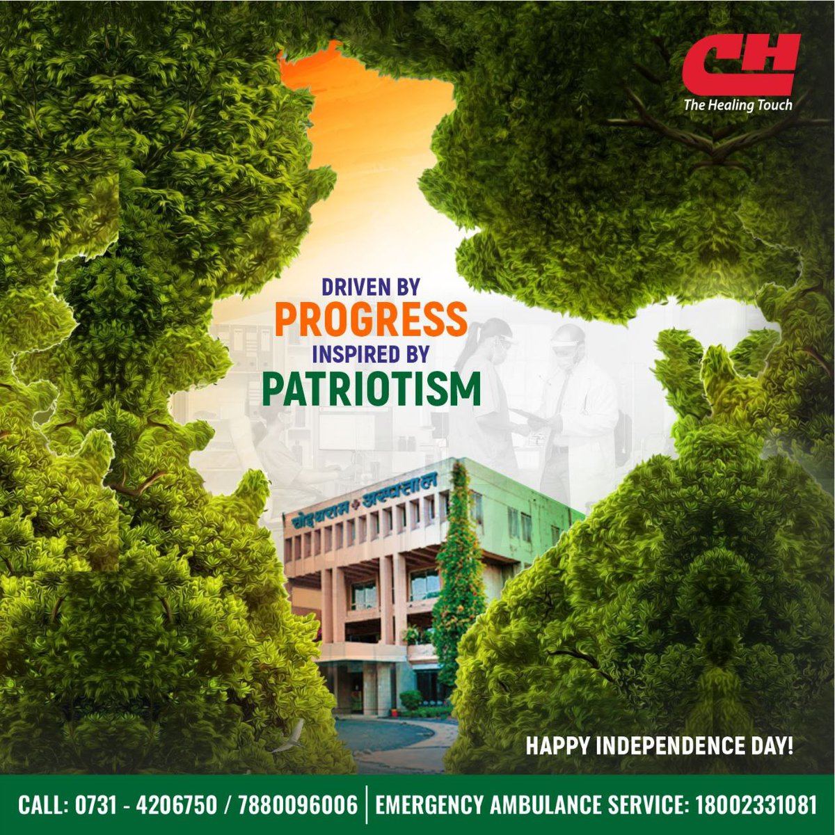 CHRC_Indore's tweet photo. This Independence Day, we pledge to keep India stronger and healthier. 

Call: 0731-4206750 | 7880096006
 https://t.co/6pMQPyWgF3

#ChoithramHospital #IndependenceDay2025 #PatriotismInAction #UnitedForHealth https://t.co/zYEulQDYKt