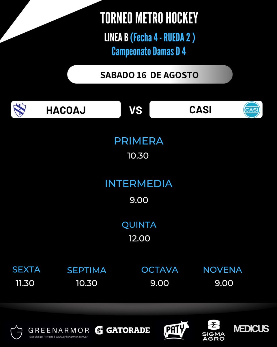 CASI_OK's tweet photo. 🏑 Los equipos del #Club jugarán la 4ª fecha de la #segunda rueda del torneo de @hockeybuenosaires (Líneas A, B, C y D). #VamosCASI https://t.co/vOQzehSWMD