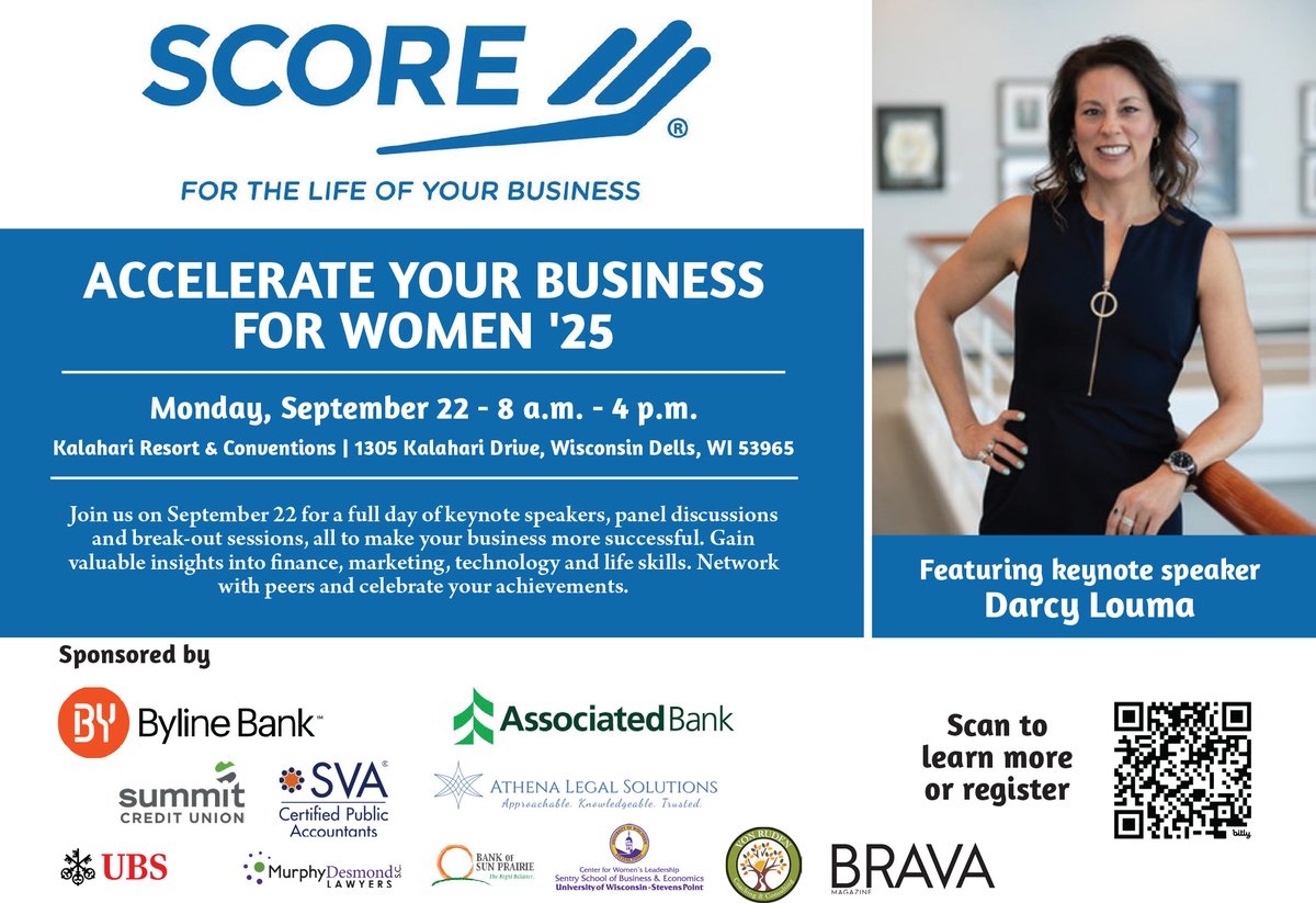 Join us on Monday, September 22 for Accelerate Your Business for Women '25, an opportunity to gain insights into financial, marketing, technology and life skills. SCORE chapters from the entire state of Wisconsin have joined together to bring... wins!

score.org/sewisconsin/ev…