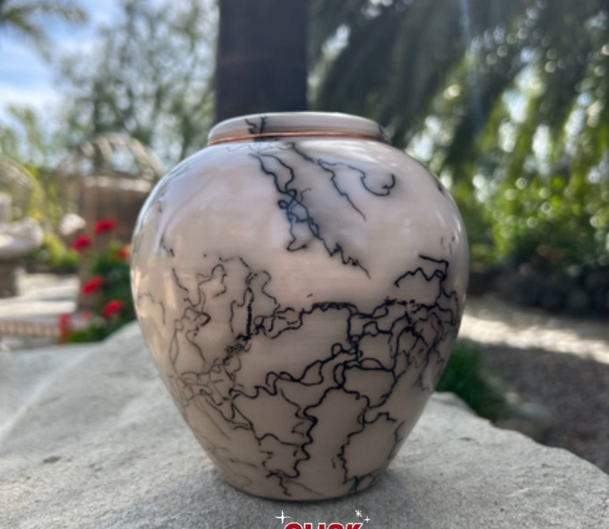 There are several Blue Zeus items in the #SkydogSanctuary online auction, including beautiful smoke-fired #vases with patterns created by tail #hair from Blue Zeus &amp; Nike. Commissioned by Michelle Wybenga from artist Vicente Garcia. To bid: bit.ly/45kdyOW