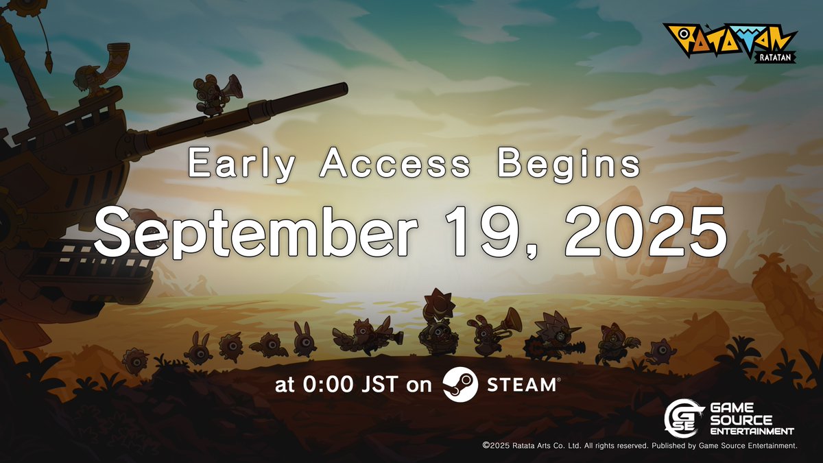 ratatan_game's tweet photo. アーリーアクセス配信日決定！
2025年9月19日（金）0:00 JST
Kickstarterから始まった旅が、ついにSteamで動き出します。

Early Access Release Date Announced!
September 19, 2025 (JST)
The journey that began on Kickstarter finally comes to life on Steam.

https://t.co/XIxWMcOO1c
#ラタタン #Ratatan