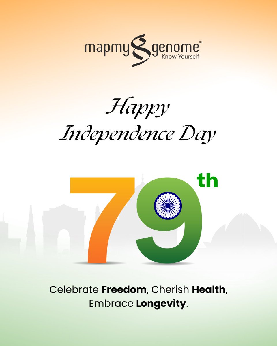 mapmygenome's tweet photo. Keep the flag flying high — and your years even higher.

Happy Independence Day!
.
.
.
.

#independenceday #15thaugust #freedomday #mapmygenome #knowyourself #longevity #health #wellness #antiaging #healthylifestyle #nutrition #healthyliving #exercise #healthtok #longevitylifestyle #longevitydiet